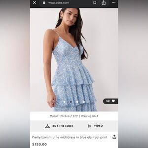 Pretty Lavish Lissy Blue Floral Ruffle Midaxi Dress Small